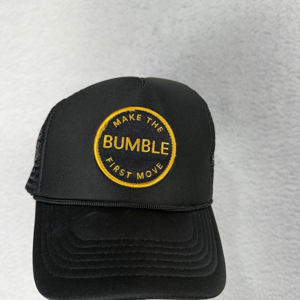 Bumble Dating Logo Foam Adjustable Snapback Rope Trucker Hat Cap Black Large